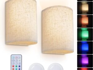 Battery Operated Wall Lights Indoor w/ Remote, Wireless LED Wall Lights w