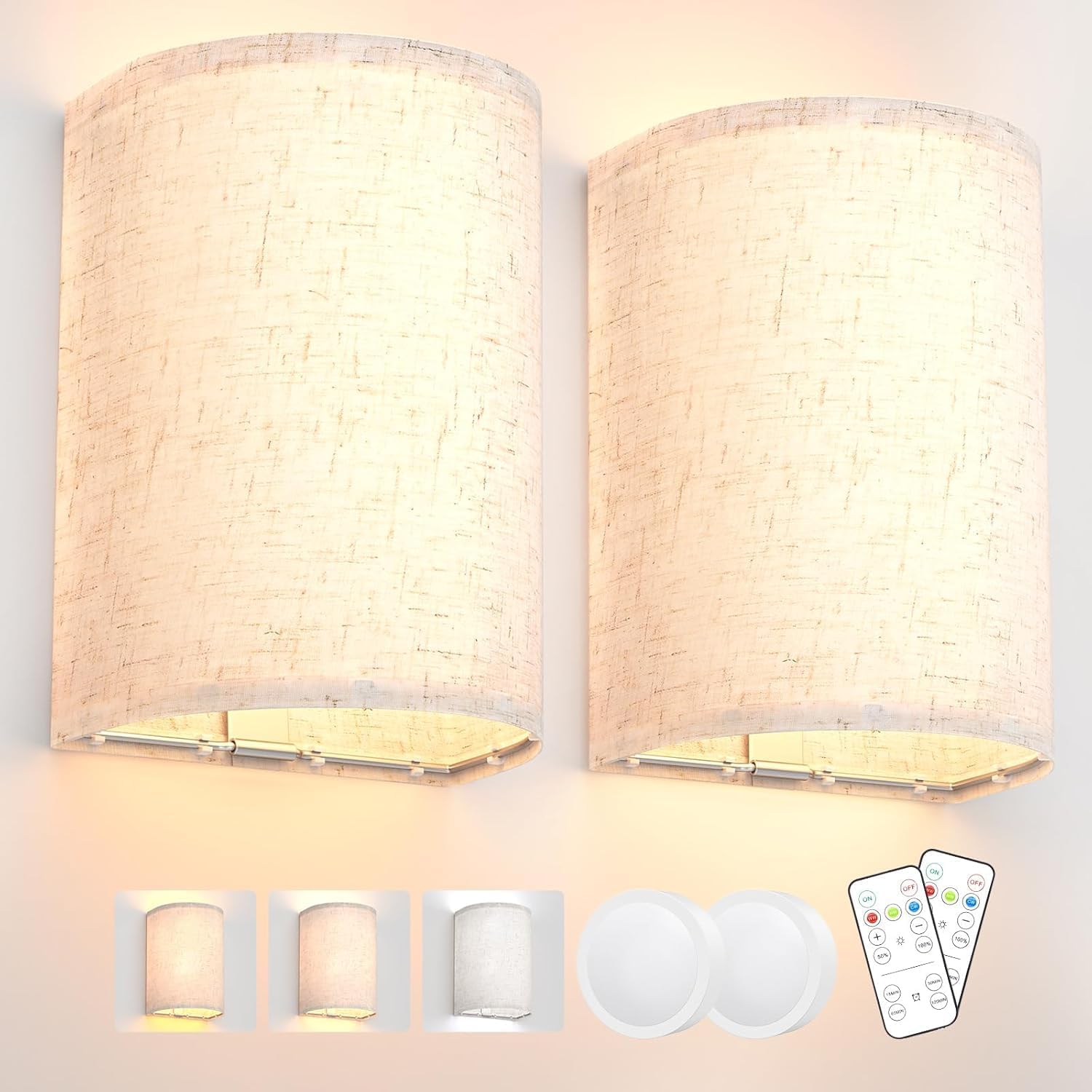 Battery Operated Wall Lights,2 Pack Wall Light Decor w/ Remote Control,3 Colors