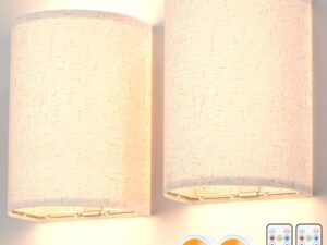 Battery Operated Wall Sconces Set of Two, Rechargeable Wall Lamp w/ Remote, 3