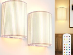 Battery Operated Wall Sconces 2pc, 5000mAh Rechargeable RGB Wall Lamp w/ Remote