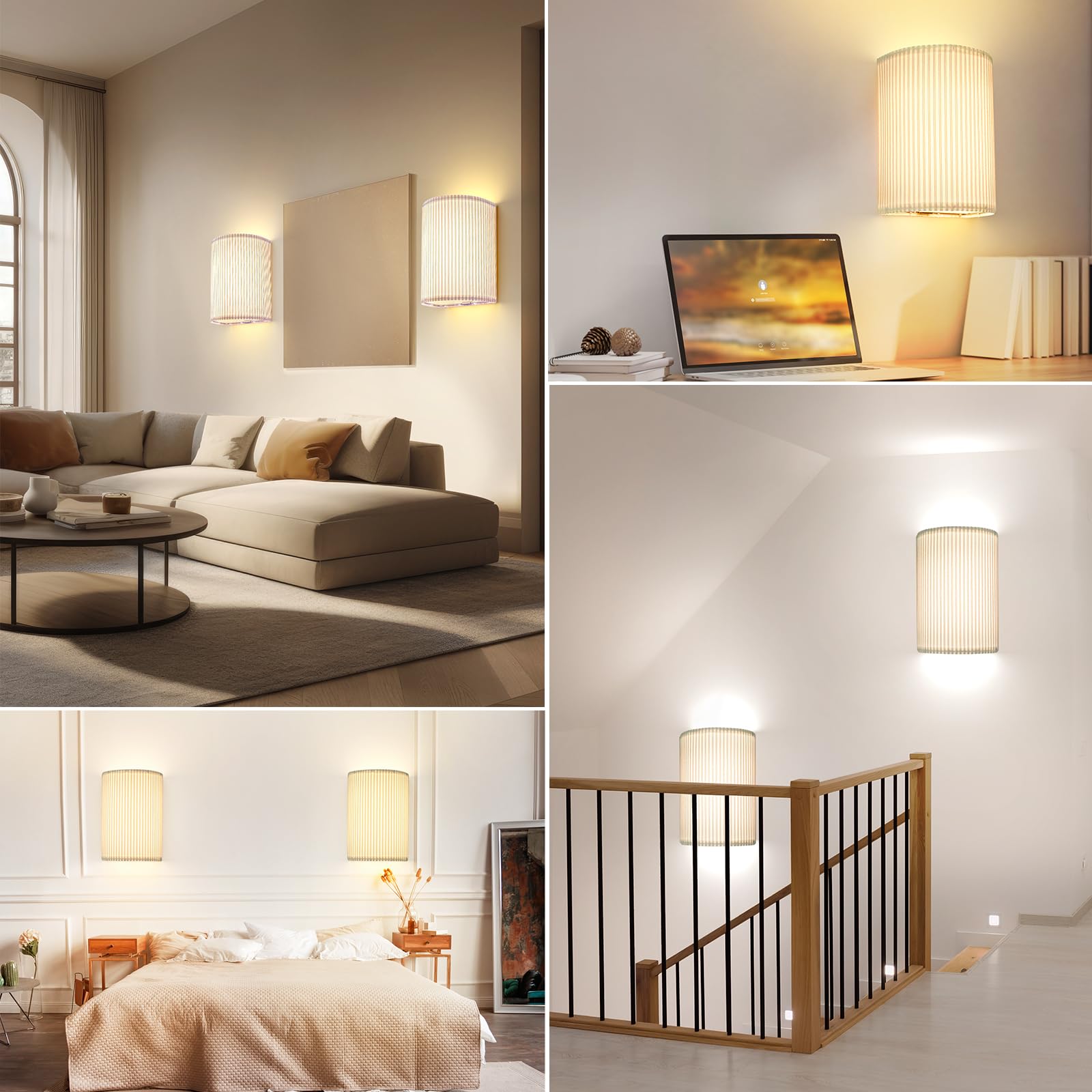 Battery Operated Wall Sconces 2pc, 5000mAh Rechargeable RGB Wall Lamp w/ Remote