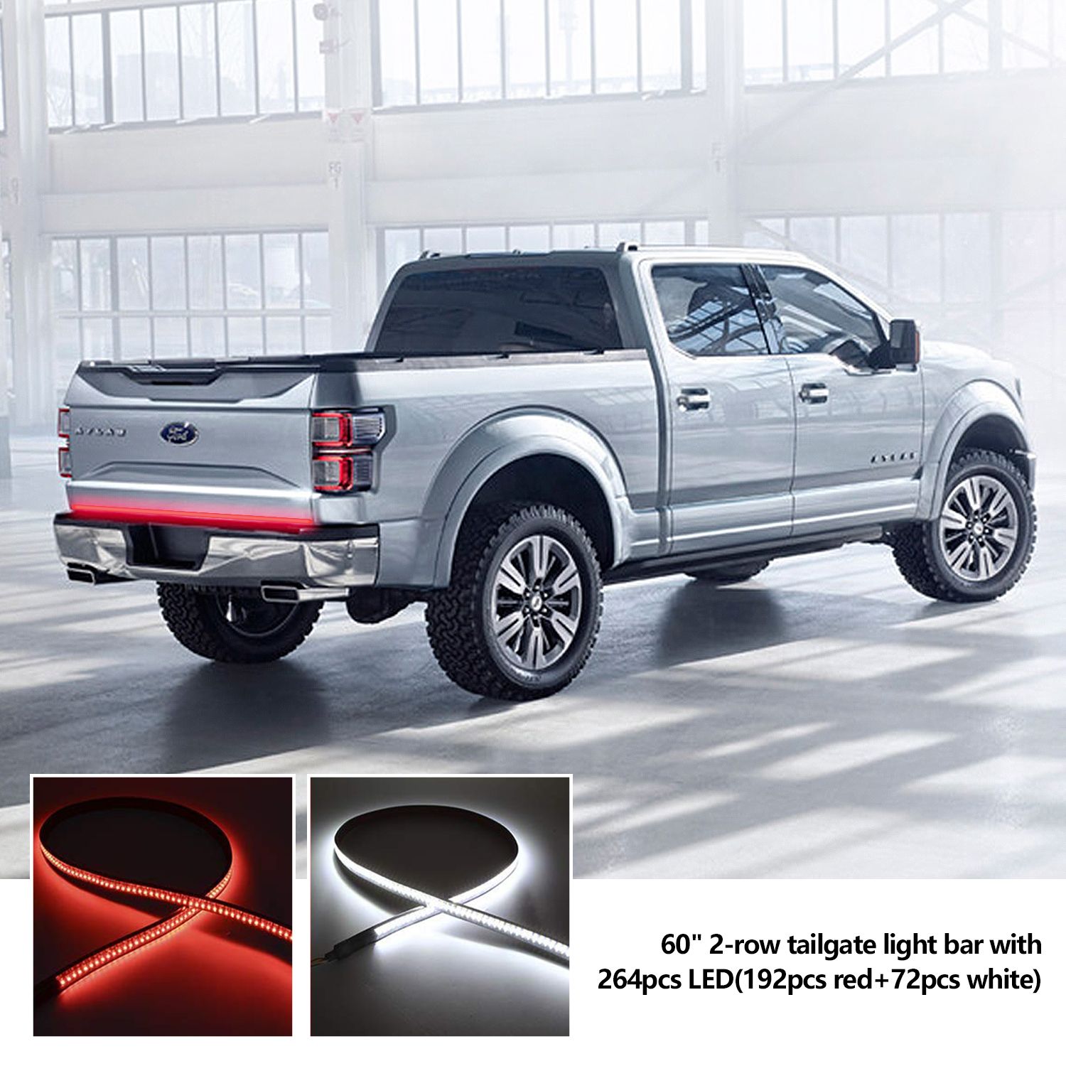 Double Row 60 inch 264 pcs LED for Pick up/Truck Tailgate Light Bar Side Bed