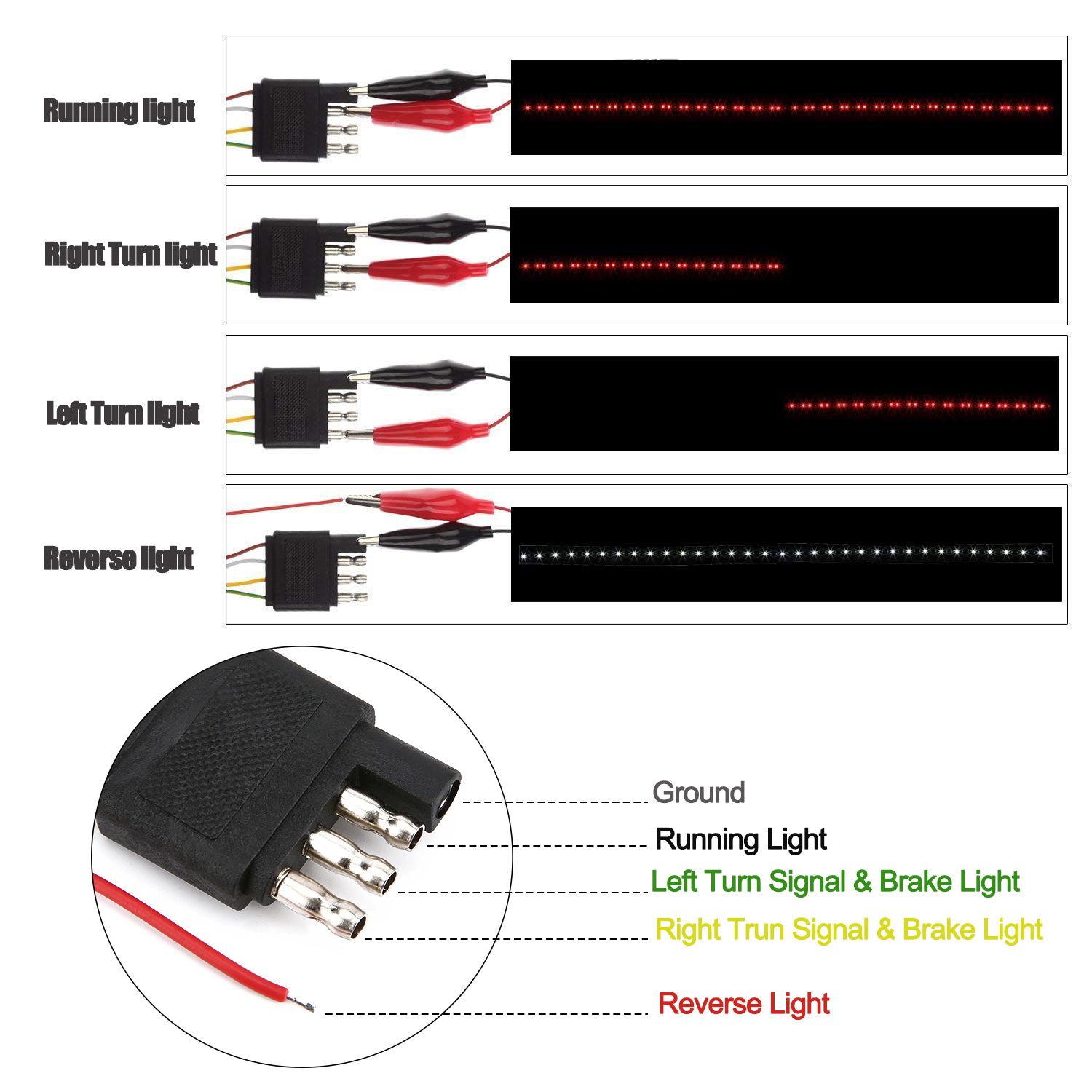 Double Row 60 inch 264 pcs LED for Pick up/Truck Tailgate Light Bar Side Bed