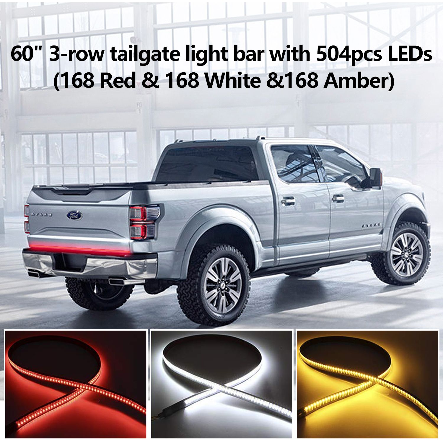 Tailgate Light Bar 60 Inch Triple Row Tail light bar for Pickup Trailer SUV RV