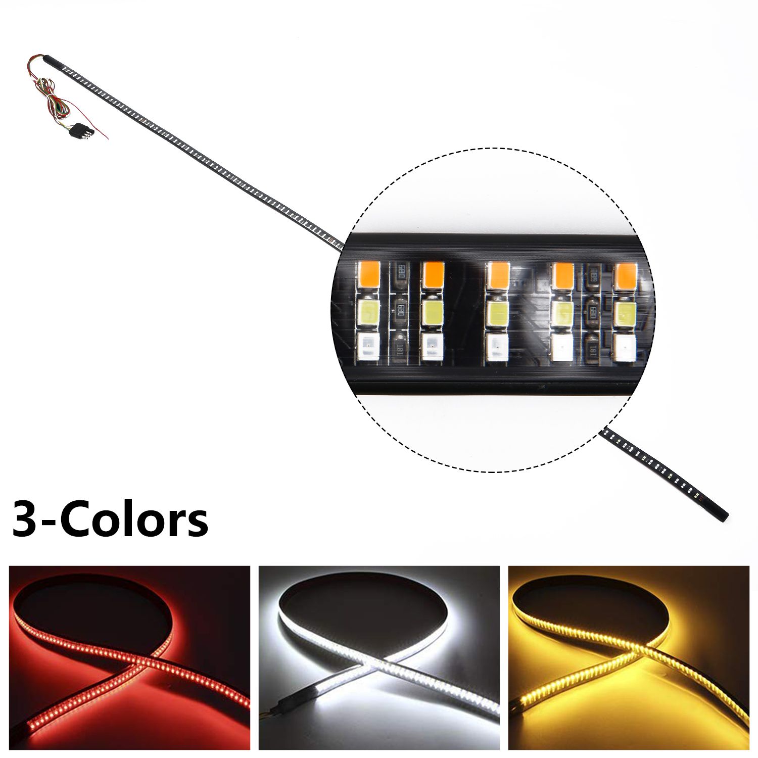 Tailgate Light Bar 60 Inch Triple Row Tail light bar for Pickup Trailer SUV RV