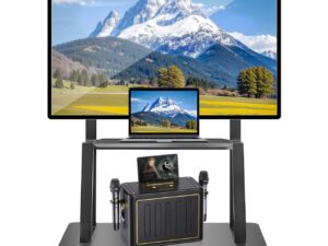 TV Stand for 32–70 Inch TVs w/ Projector Shelf, Lockable Wheels, Adjustable