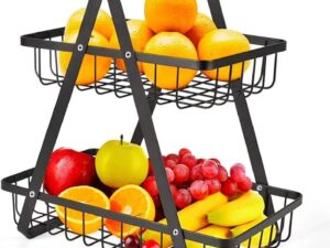 CARLA HOME 2-Tier Fruit Basket Stand for Kitchen Countertop for Fruits