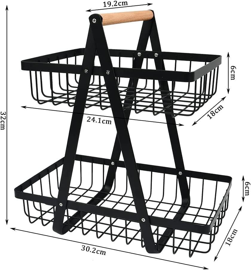 CARLA HOME 2-Tier Fruit Basket Stand for Kitchen Countertop for Fruits