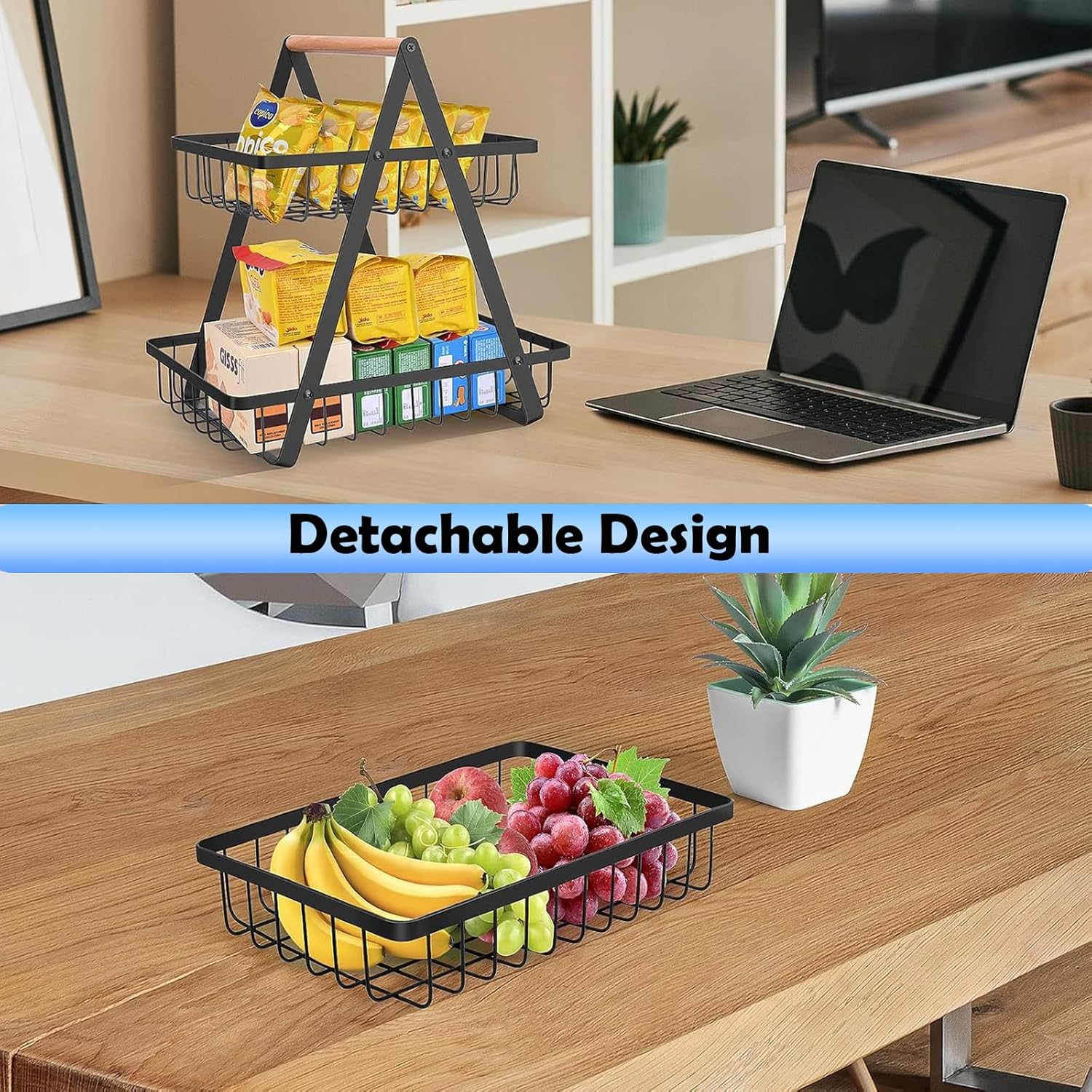 CARLA HOME 2-Tier Fruit Basket Stand for Kitchen Countertop for Fruits