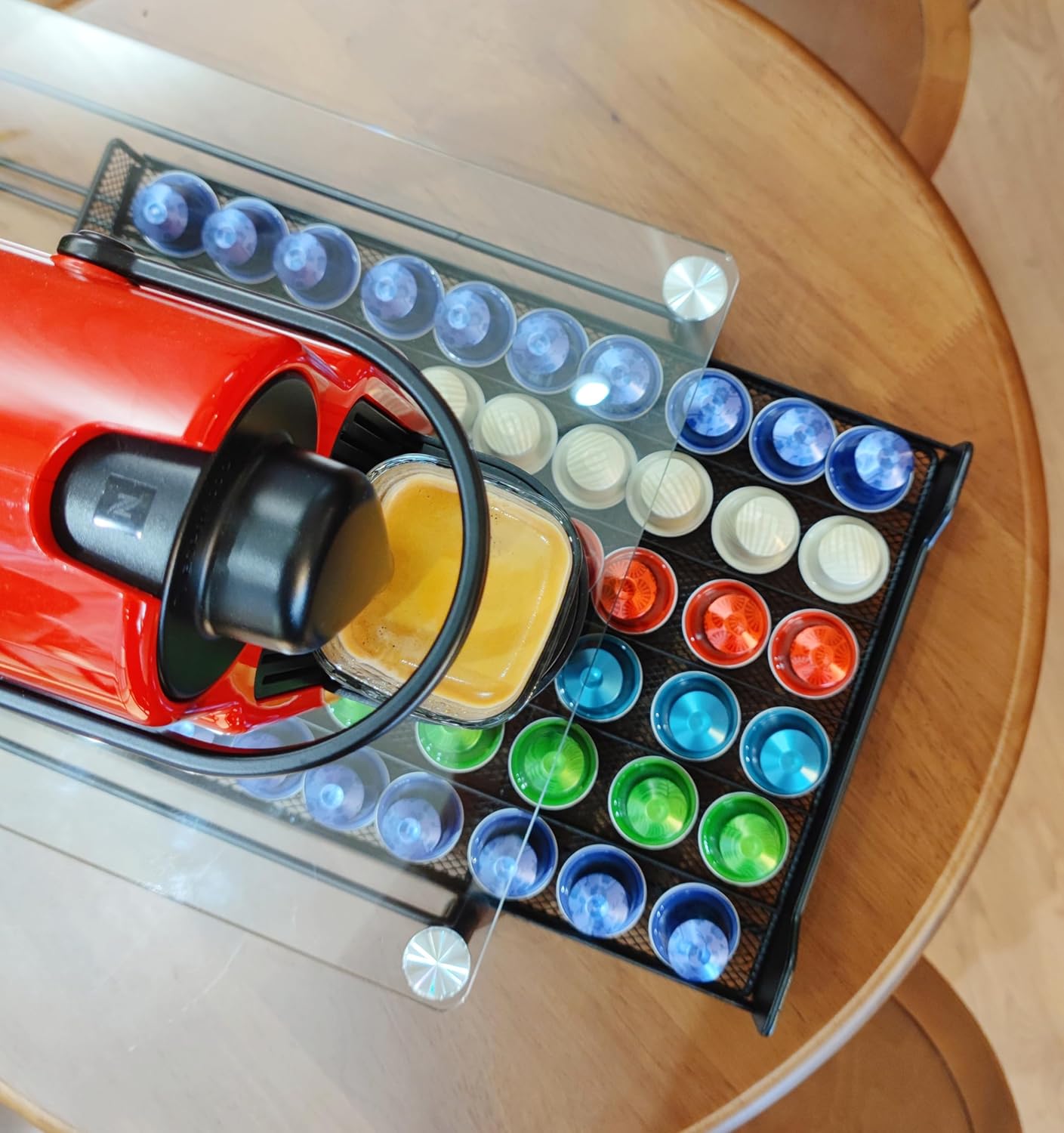 CARLA HOME 60 Coffee Pod Holder Drawer w/ Tempered Glass Capsule Organizer for