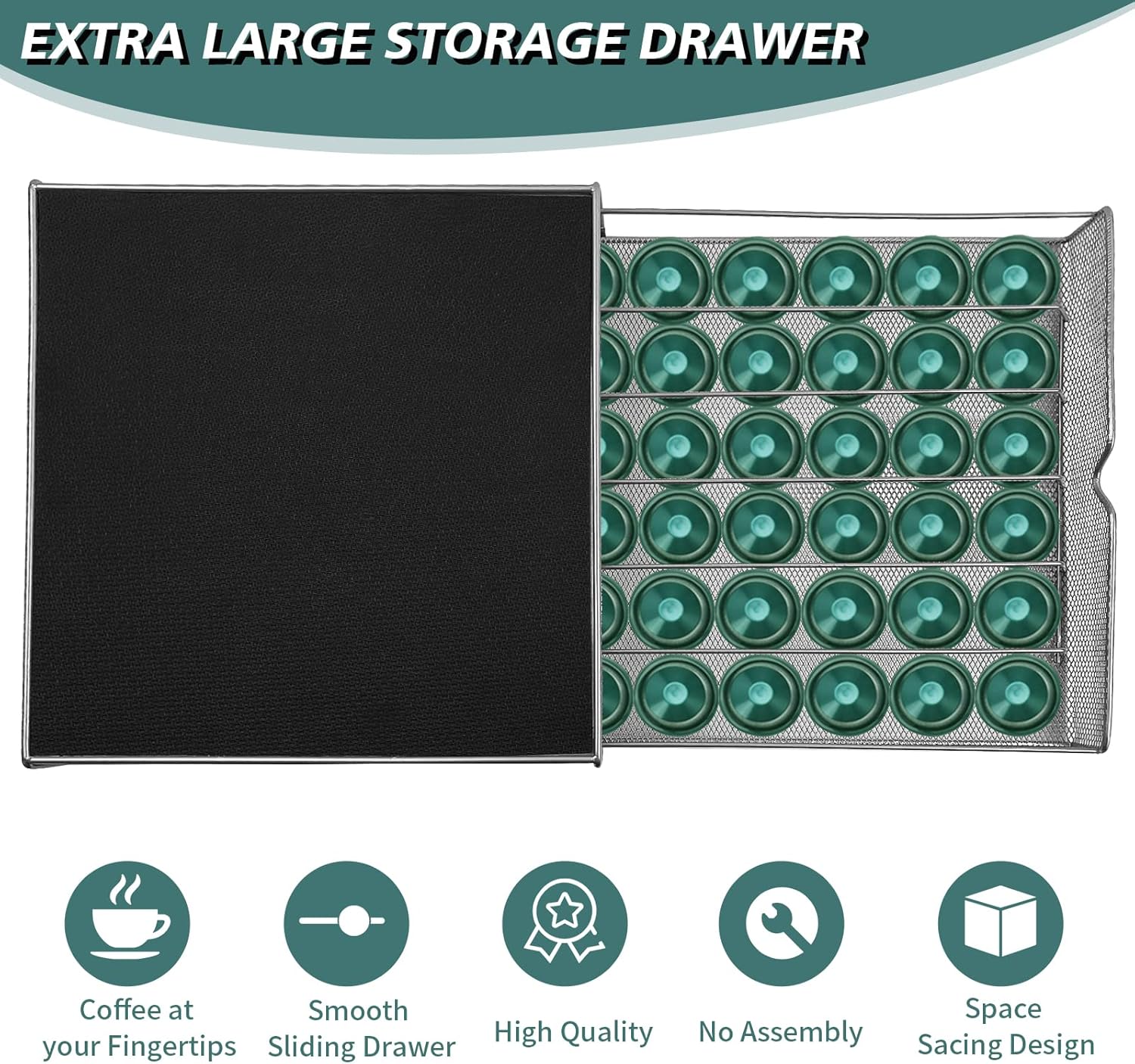 CARLA HOME K-Cup Coffee Pod Drawer for 36 Coffee Pods Storage for Home Kitchen
