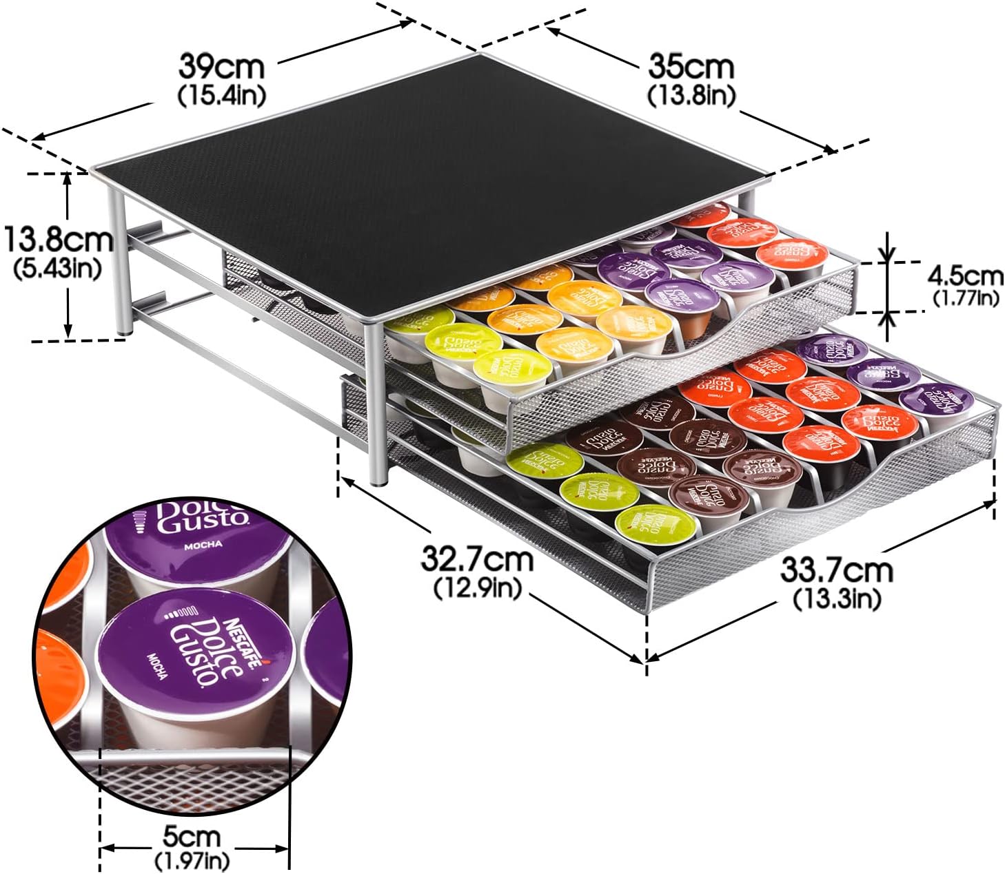 CARLA HOME K-Cup Coffee Pod Drawer for 72 Coffee Pods Storage for Home Kitchen