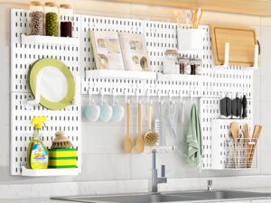 CARLA HOME Pegboard Wall Organizer Kit w/ 6 Modular Pegboards & 21 Accessories