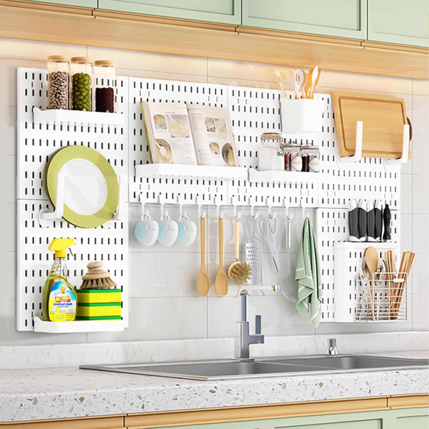 CARLA HOME Pegboard Wall Organizer Kit w/ 6 Modular Pegboards & 21 Accessories