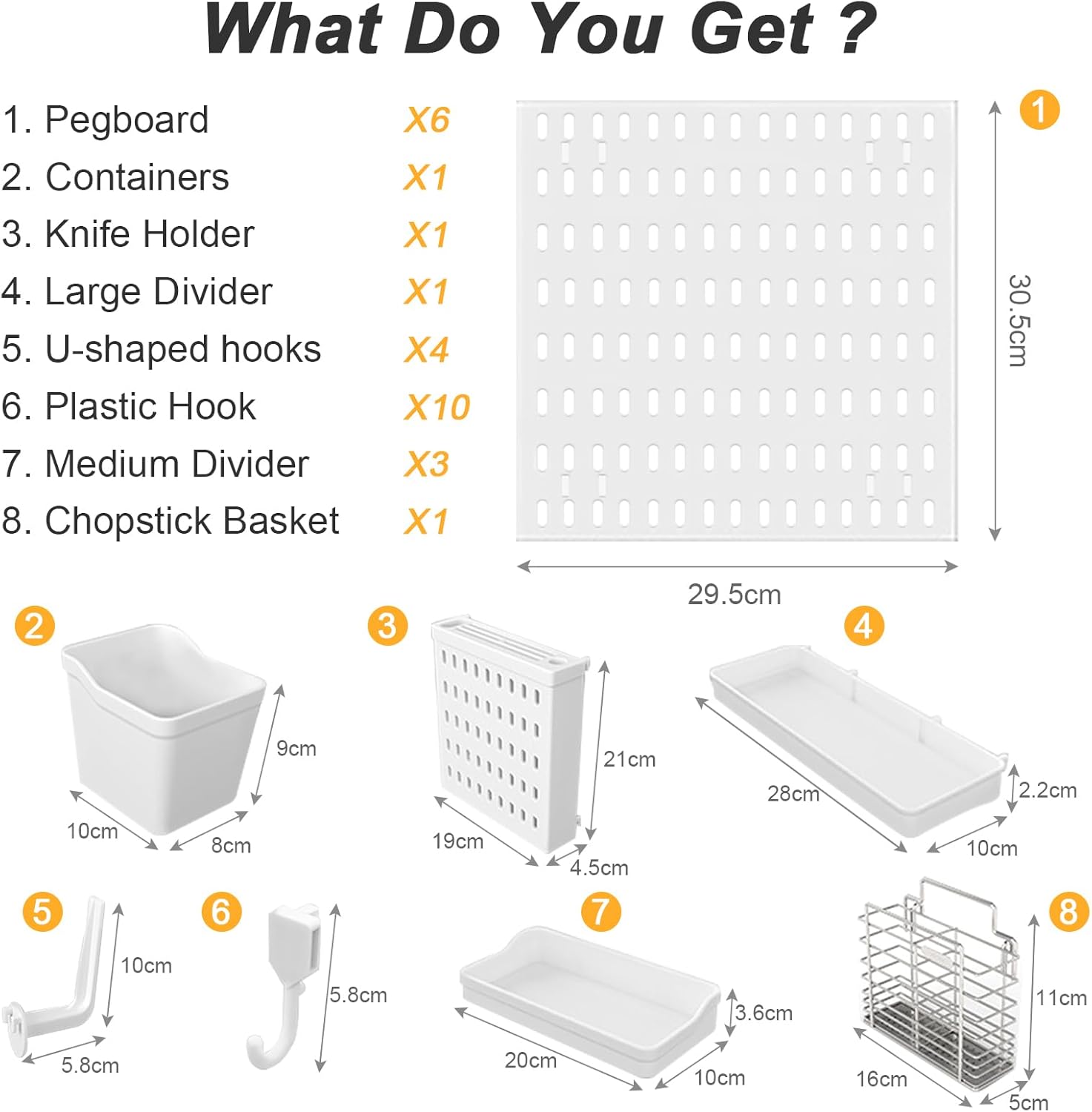 CARLA HOME Pegboard Wall Organizer Kit w/ 6 Modular Pegboards & 21 Accessories