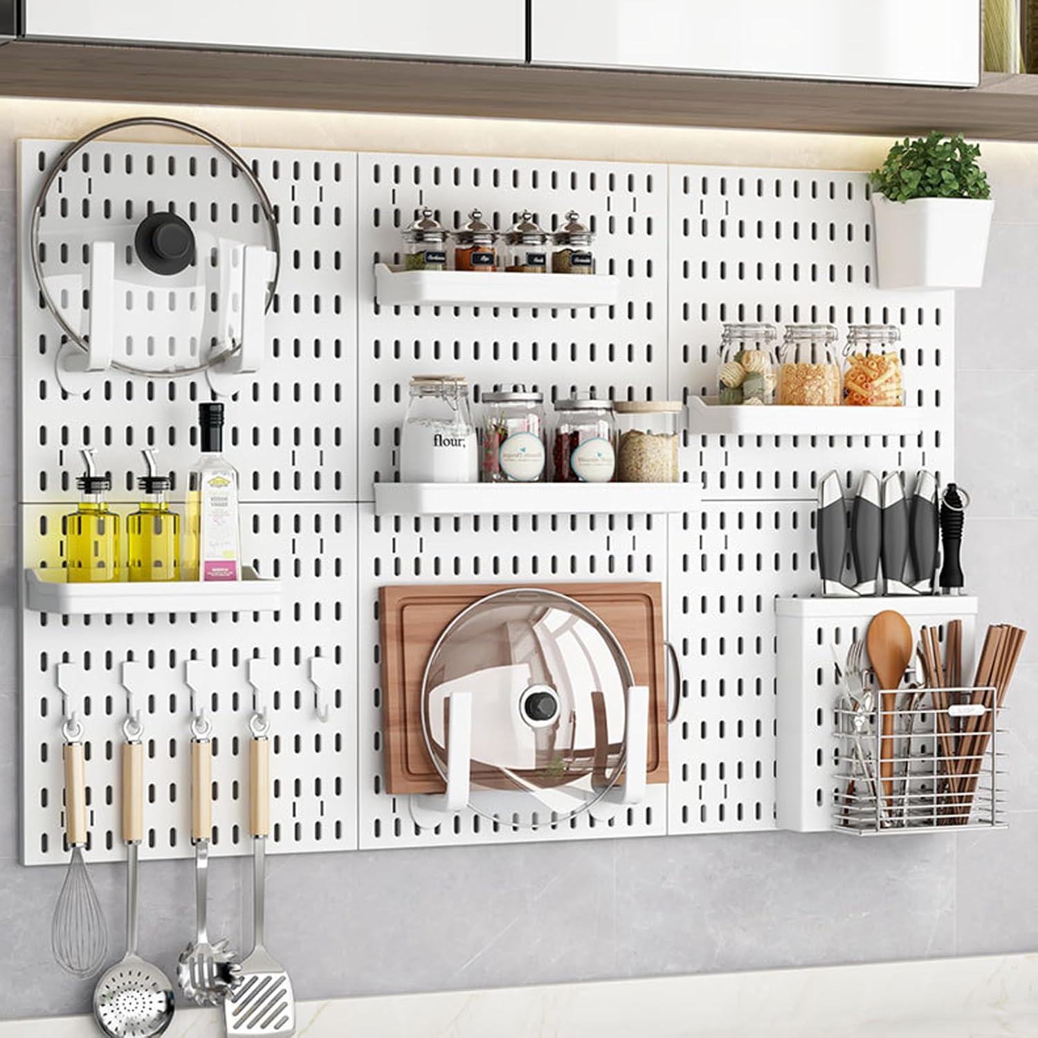 CARLA HOME Pegboard Wall Organizer Kit w/ 6 Modular Pegboards & 21 Accessories