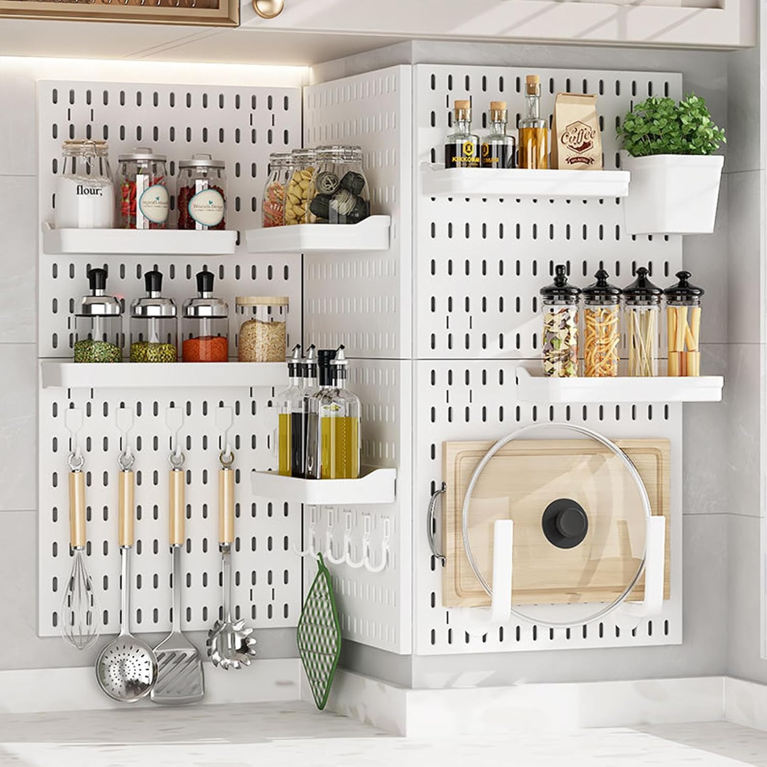 CARLA HOME Pegboard Wall Organizer Kit w/ 6 Modular Pegboards & 21 Accessories