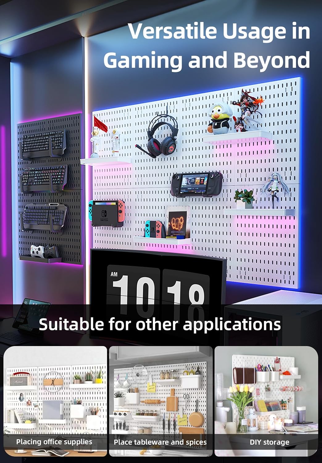 CARLA HOME Pegboard Wall Organizer Kit w/ 6 Modular Pegboards & 21 Accessories