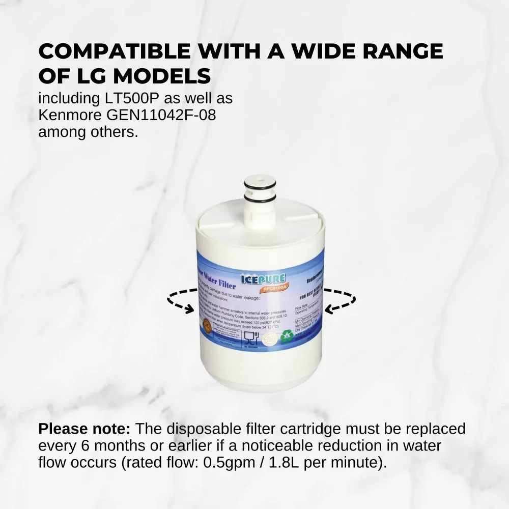 5 FRIDGE WATER FILTER For LG LT500P 5231JA2002 & KENMORE GEN11042F 469890
