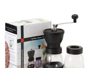 Coffee Bean Grinder - Manual Hand Stainless Ceramic Burr Core Glass Jar Nut Mill