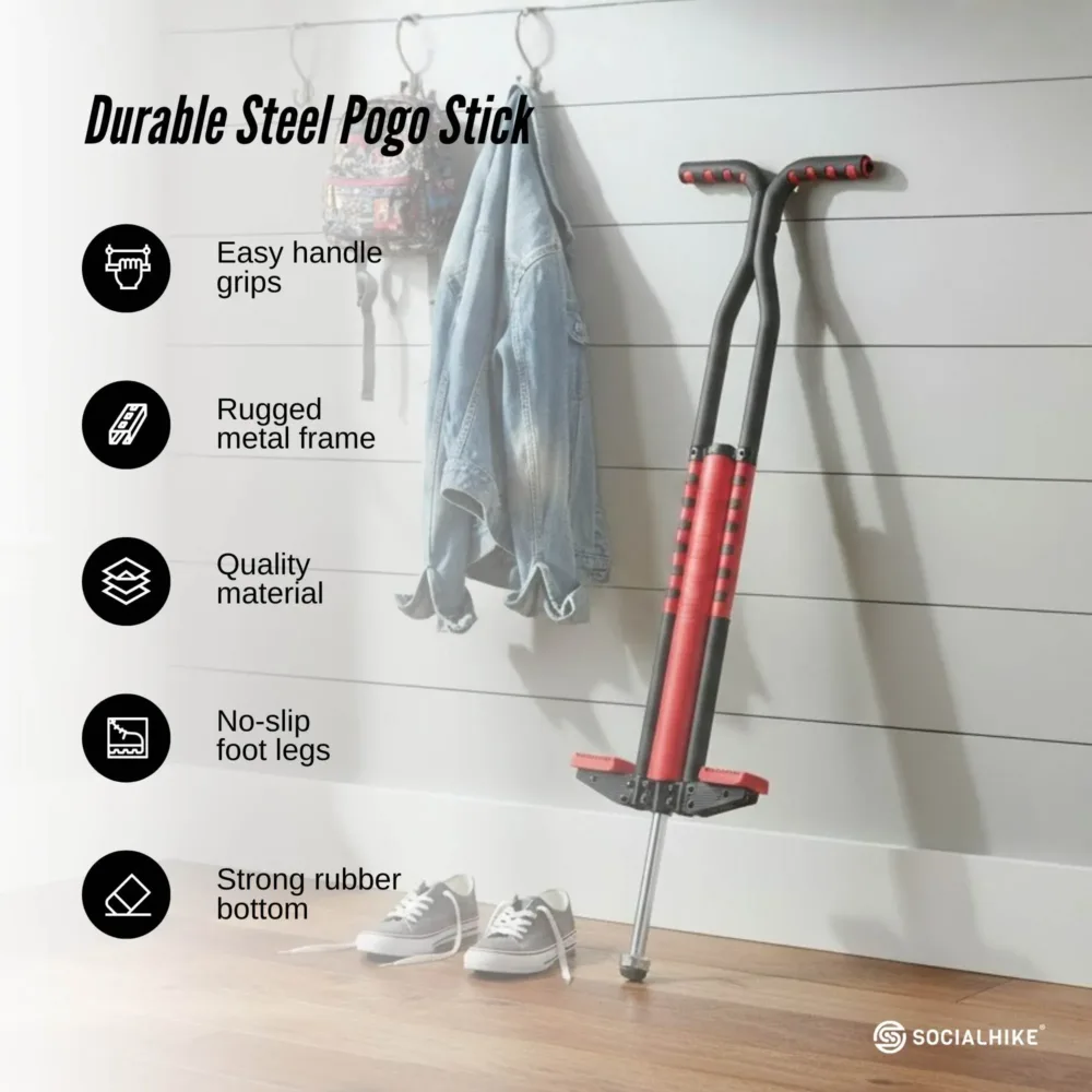 Social Hike Red Pogo Stick - Kids Jumping Jackhammer Exercise Hopper Toy