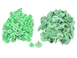 1-100 Cattle Number Ear Tags Set - Round Green Pig Sheep Goat Livestock Label