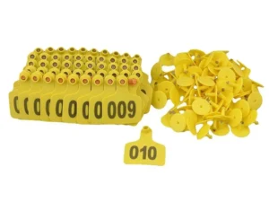 1-100 Cattle Number Ear Tags 5x4cm Set - Small Yellow Pig Goat Livestock Label