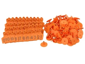 1-100 Cattle Number Ear Tags 5x4cm Set - Small Orange Pig Goat Livestock Label
