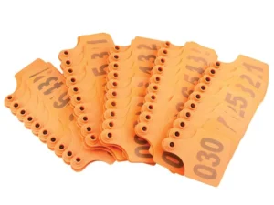 1-100 Cattle Number Ear Tag 6x7cm Set - Medium Orange Cow Sheep Livestock Label
