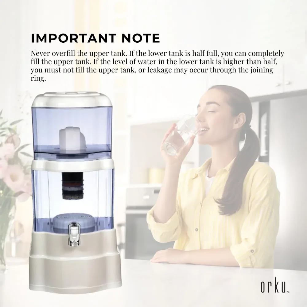 Orku 28L Benchtop Water Filter - 8 Stage Mineral Gravity Filtration System
