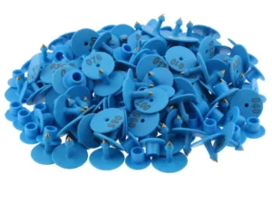 1-100 Cattle Number Ear Tags Set - Round Blue Pig Sheep Goat Livestock Labels