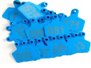1-100 Cattle Number Ear Tags 6x7.5cm Set - Medium Blue Cow Sheep Livestock Label