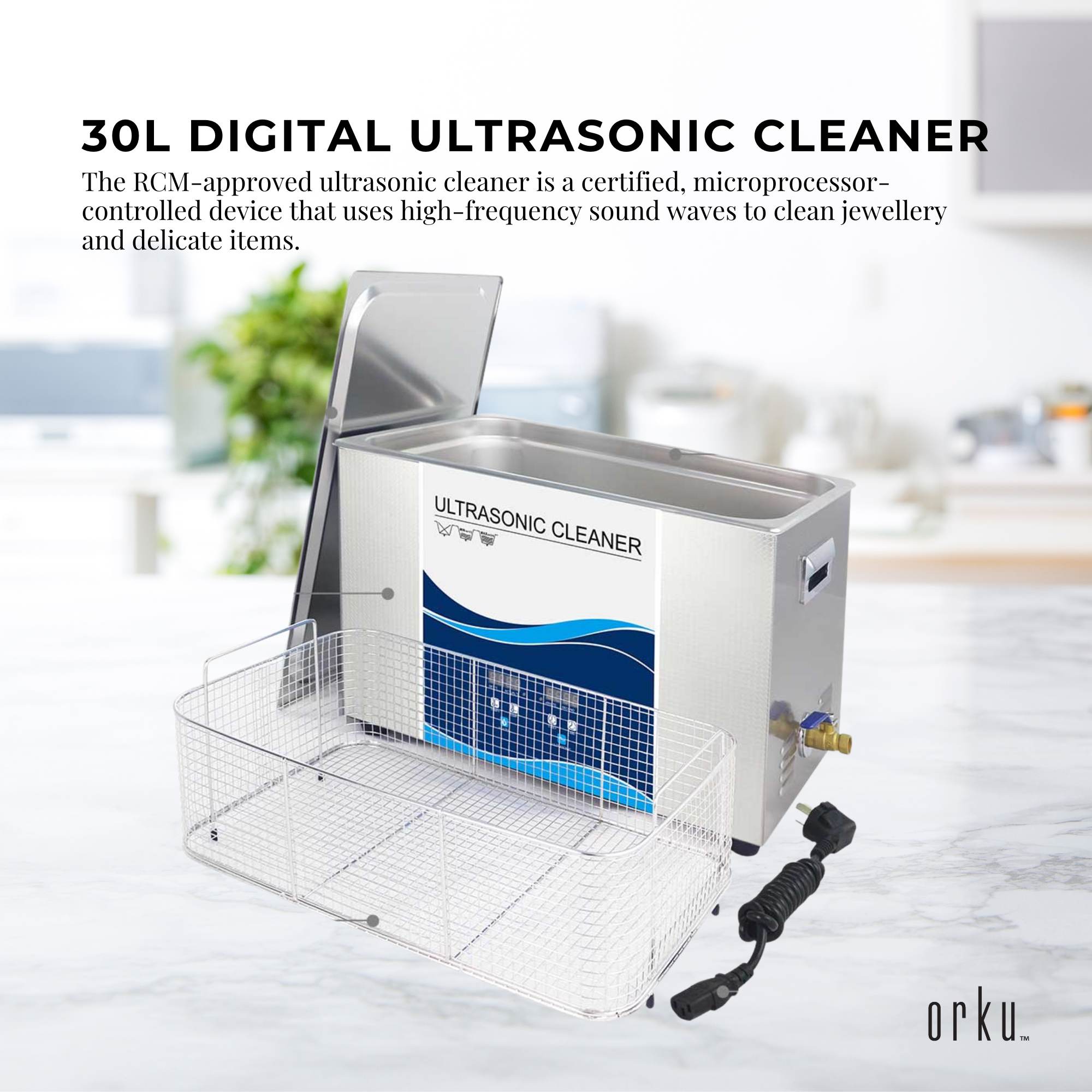 30L Digital Ultrasonic Cleaner Jewelry Ultra Sonic Bath Degas Parts Cleaning