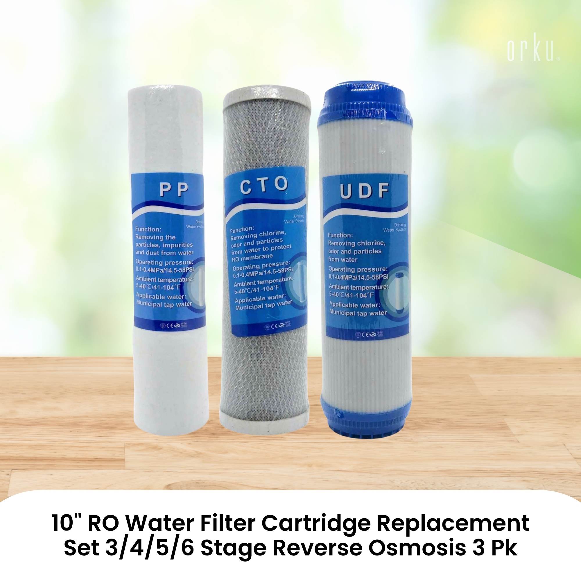 10" RO Water Filter Cartridge Replacement Set 3/4/5/6 Stage Reverse Osmosis 3 Pk