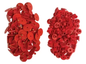 100x Cattle Ear Tags Set - Round Red Blank Pig Sheep Goat Cow Livestock Label