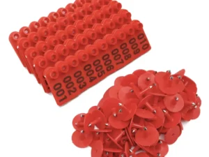 1-100 Cattle Number Ear Tag 5x2cm Set - Mini Red Cow Sheep Pig Livestock Label