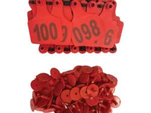 1-100 Cattle Number Ear Tags 7.5x10cm Set - XL Red Cow Sheep Livestock Labels