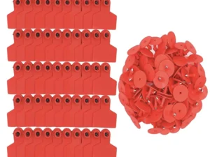 100x Cattle Ear Tags Set - 6x7cm Medium Red Blank Cow Pig Sheep Livestock Label
