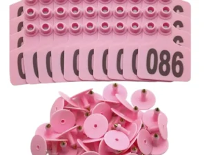 1-100 Cattle Number Ear Tags 5x4cm Set - Small Pink Pig Goat Livestock Label