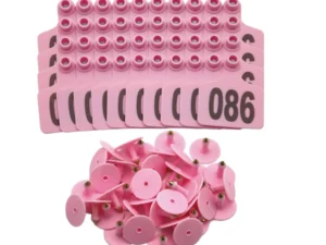 1-100 Cattle Number Ear Tag 6x7cm Set - Medium Pink Cow Sheep Livestock Label