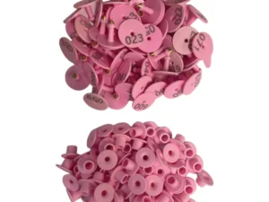 1-100 Cattle Number Ear Tag Set - Round Pink Pig Sheep Goat Livestock Label