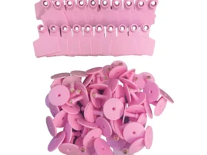 100x Cattle Ear Tags 6x7cm Set - Medium Pink Blank Cow Sheep Livestock Label