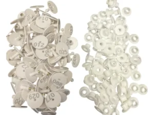 1-100 Cattle Number Ear Tag Set - Round White Pig Sheep Goat Livestock Label