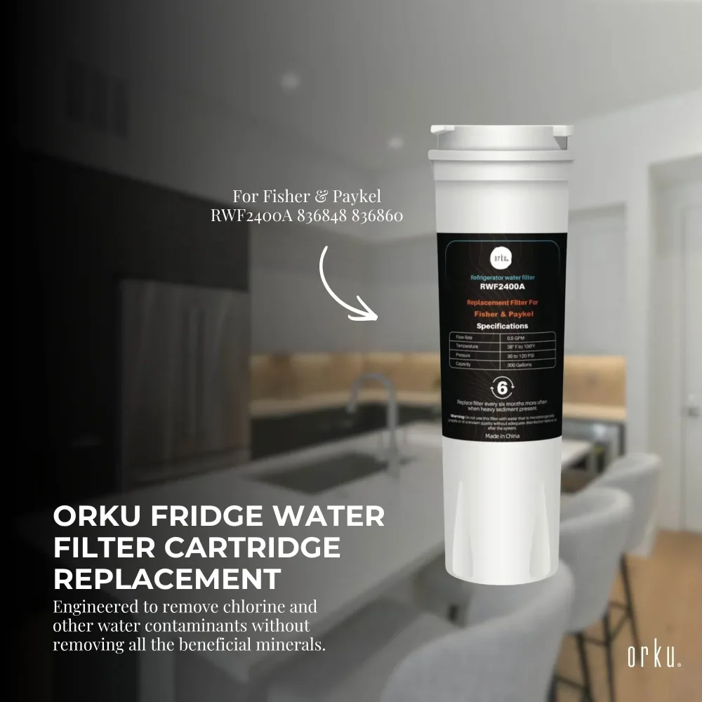 Orku Fridge Water Filter Cartridge for Fisher & Paykel RWF2400A 836848 836860