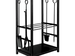 Social Hike Firewood Rack Stand and Fireplace Tool Set - Wood Log Holder
