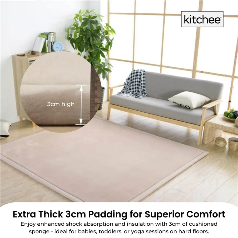 Kitchee Foam Floor Mat 150x200cm - Padded Thick Soft Tatami Style Rug Cream
