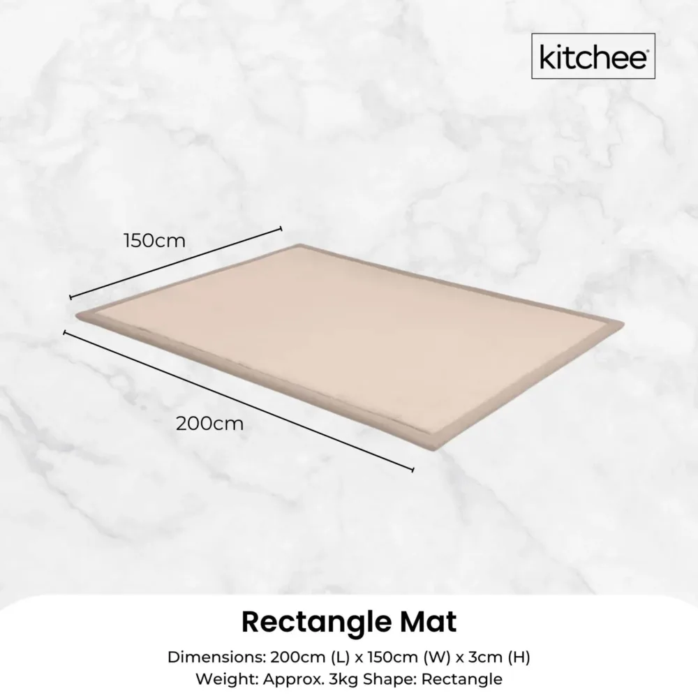 Kitchee Foam Floor Mat 150x200cm - Padded Thick Soft Tatami Style Rug Cream
