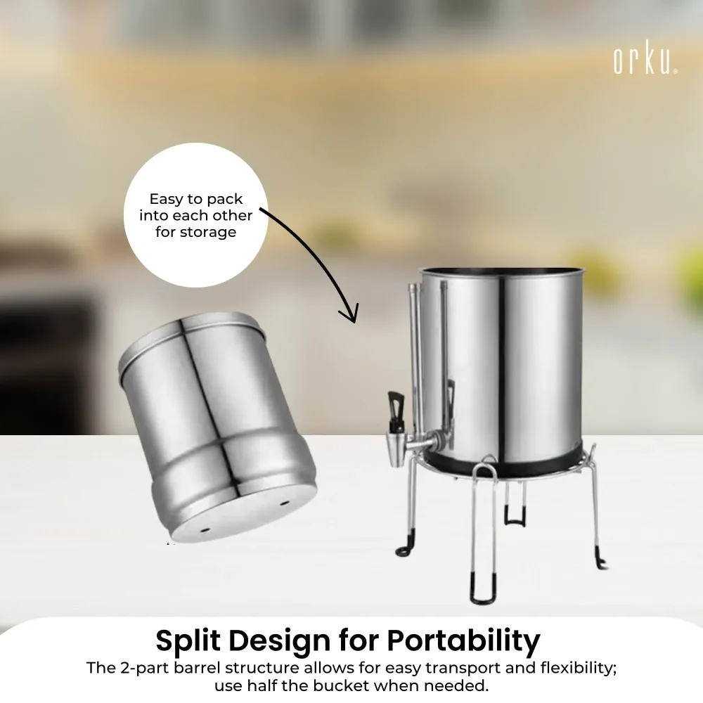 Orku 23L Gravity Benchtop Water Filter System with Gauge - Stainless Steel