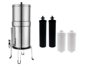 Orku 23L Gravity Benchtop Water Filter System with Gauge - Stainless Steel