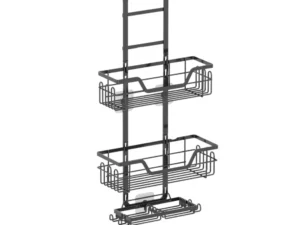Kitchee 3 Tier Shower Caddy Over Door Bathroom Shelf Storage Rack Black